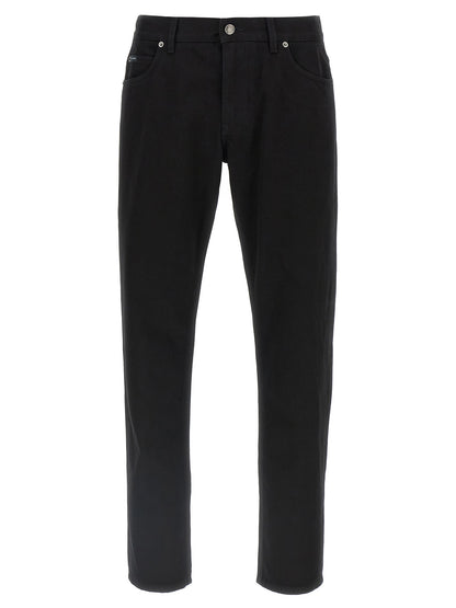 Dolce & Gabbana Jean Droit En Coton Noir