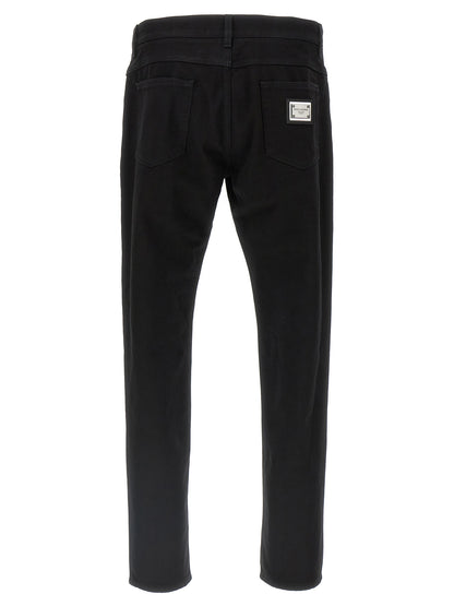 Dolce & Gabbana Jean Droit En Coton Noir