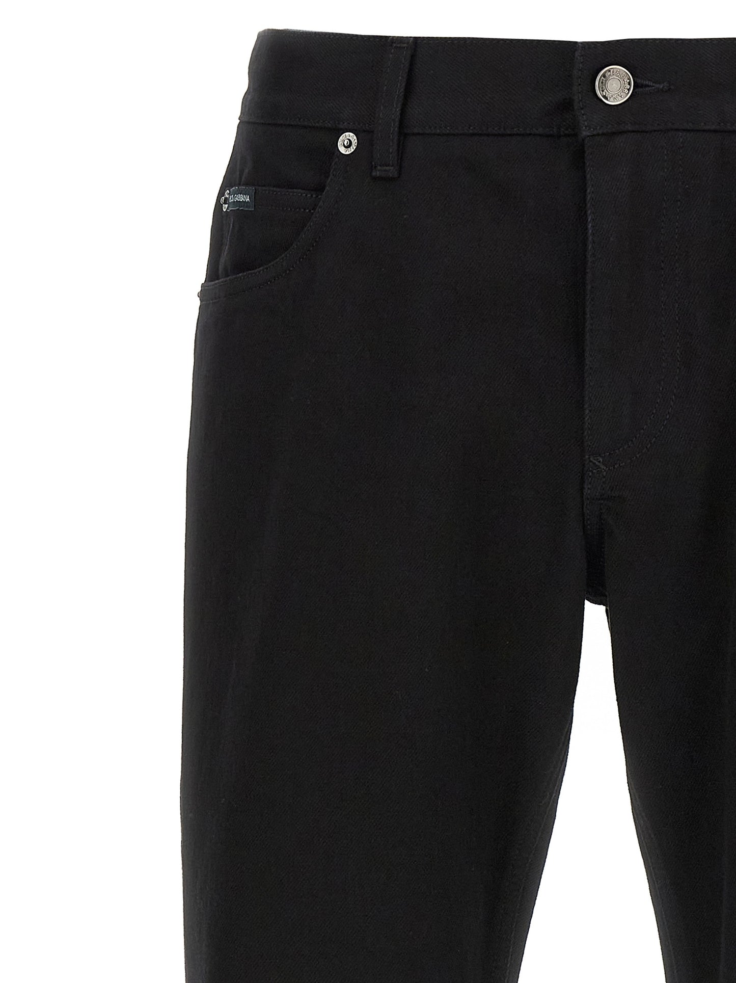 Dolce & Gabbana Jean Droit En Coton Noir