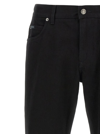 Dolce & Gabbana Jean Droit En Coton Noir