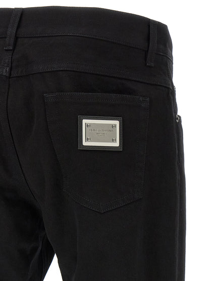 Dolce & Gabbana Jean Droit En Coton Noir