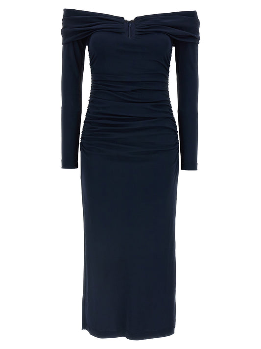 Vestido midi azul de marabú de Carolina Herrera