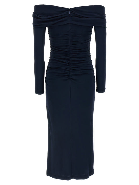 Vestido midi azul de marabú de Carolina Herrera