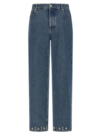 Jean droit Valentino Garavani en coton bleu