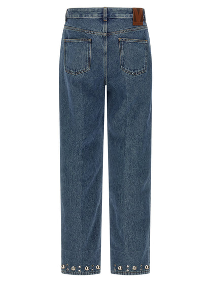 Jean droit Valentino Garavani en coton bleu
