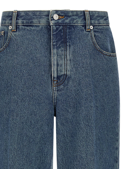 Jean droit Valentino Garavani en coton bleu