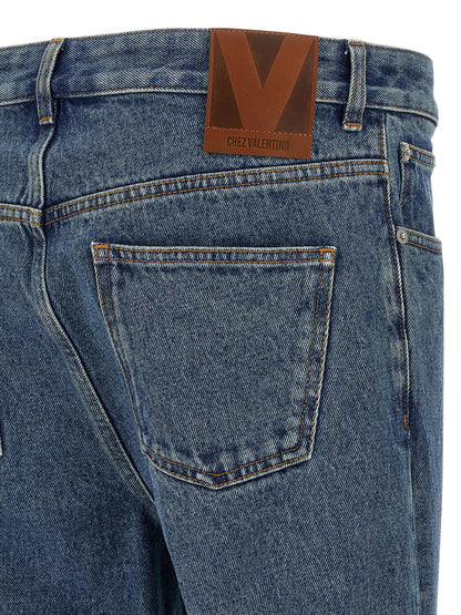 Jean droit Valentino Garavani en coton bleu