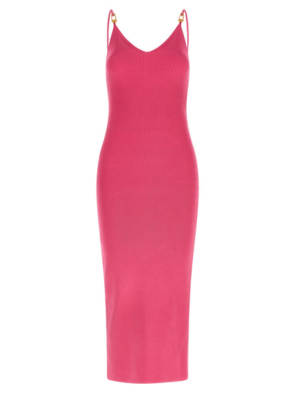 Vestido Midi De Visco Fucsia Versace Para Mujer Casual
