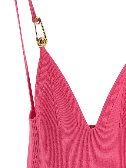Vestido Midi De Visco Fucsia Versace Para Mujer Casual
