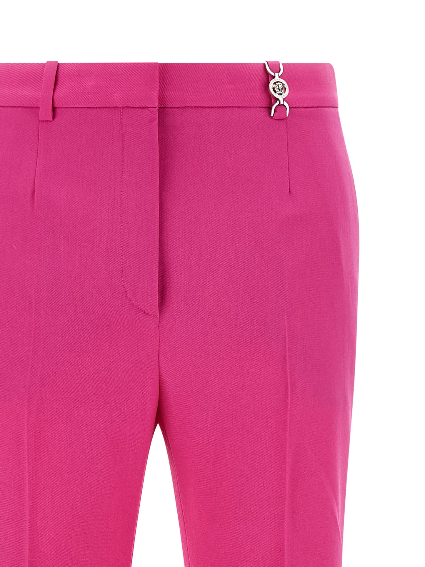 Pantalones acampanados Versace de lana virgen fucsia