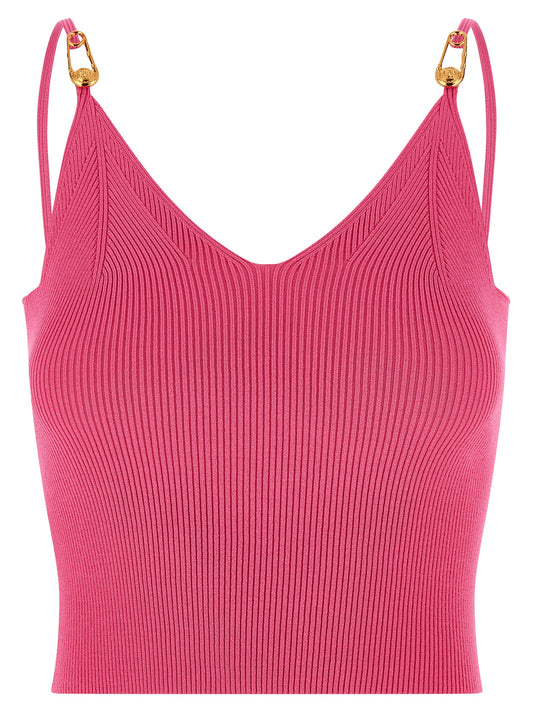 Camiseta sin mangas de viscosa fucsia Versace