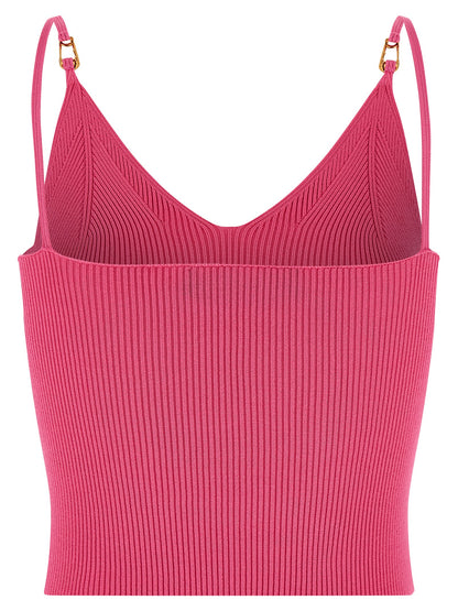 Camiseta sin mangas de viscosa fucsia Versace