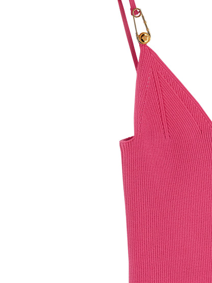 Camiseta sin mangas de viscosa fucsia Versace