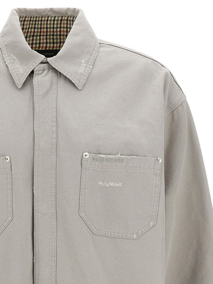 Balenciaga Modern Style Cotton Blouse in Gray