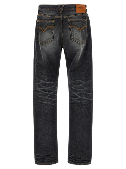 Versace Jeans droits classiques en coton noir