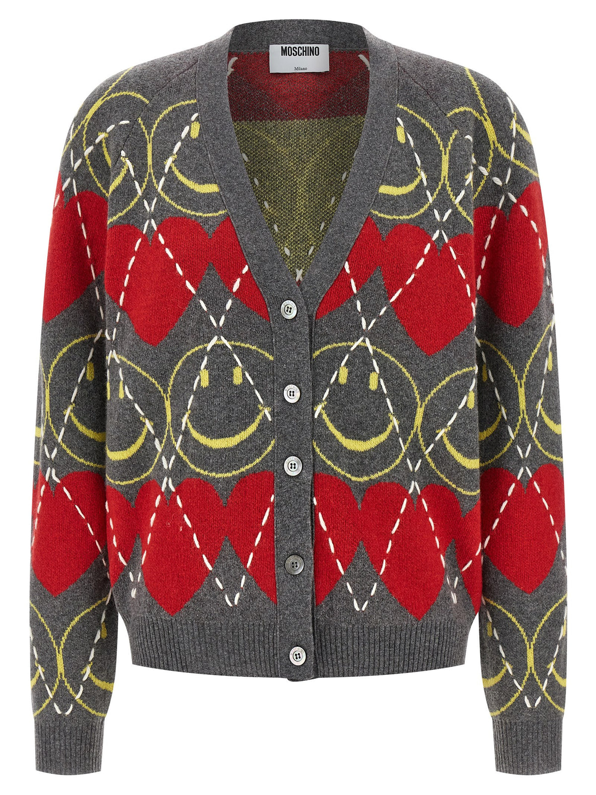 Cardigan en laine multicolore Moschino