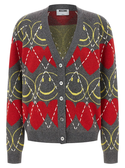 Cardigan en laine multicolore Moschino