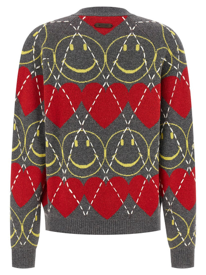 Cardigan en laine multicolore Moschino
