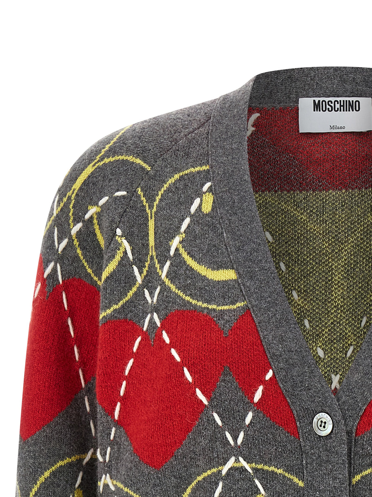 Cardigan en laine multicolore Moschino