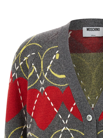 Cardigan en laine multicolore Moschino