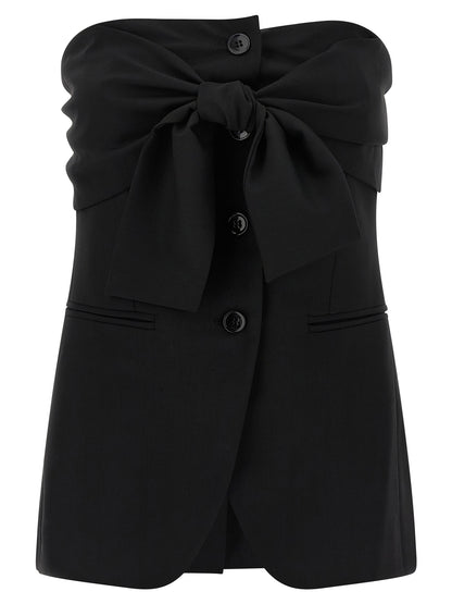 Max Mara Black Virgin Wool Tank Tops
