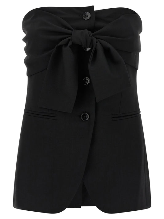 Tops sin mangas de lana virgen negra de Max Mara