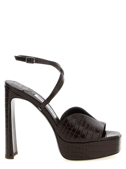 Jimmy Choo Sandales en cuir marron à talon aiguille