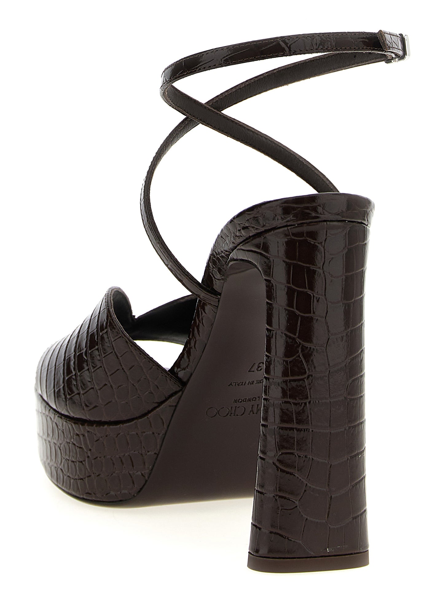 Jimmy Choo Sandales en cuir marron à talon aiguille