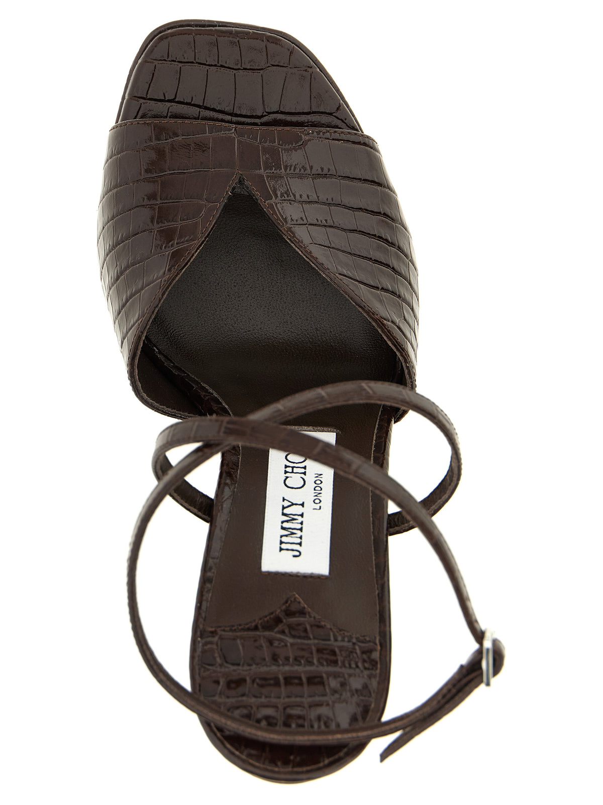 Jimmy Choo Sandales en cuir marron à talon aiguille