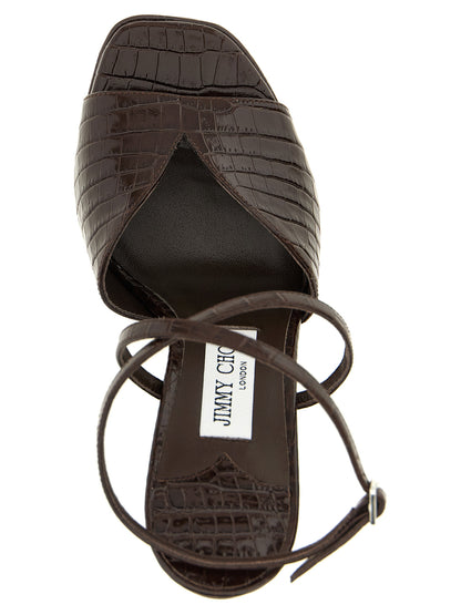 Jimmy Choo Sandales en cuir marron à talon aiguille