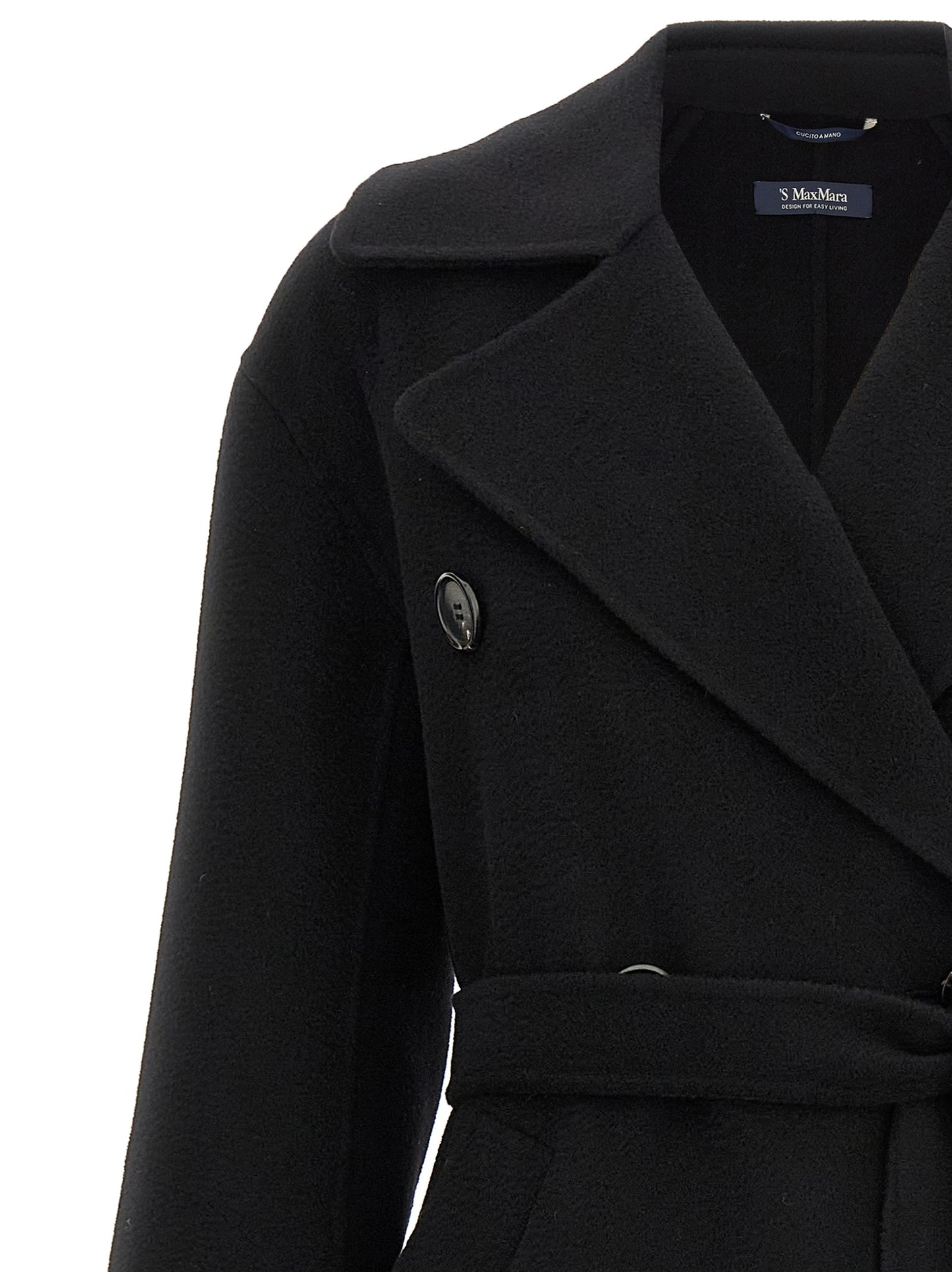 Abrigo 'S Max Mara negro de lana virgen