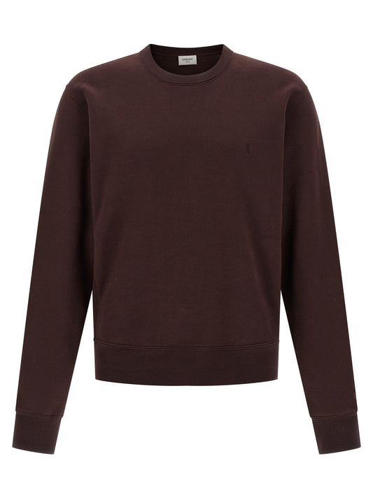 Sudadera de algodón burdeos Saint Laurent