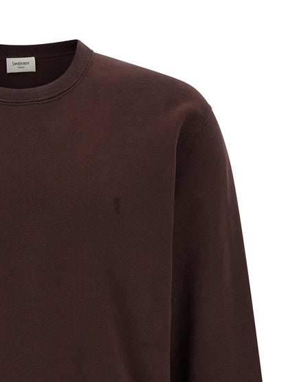 Sudadera de algodón burdeos Saint Laurent