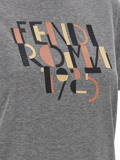 T-shirt Fendi en Coton Gris avec Imprimé Avant