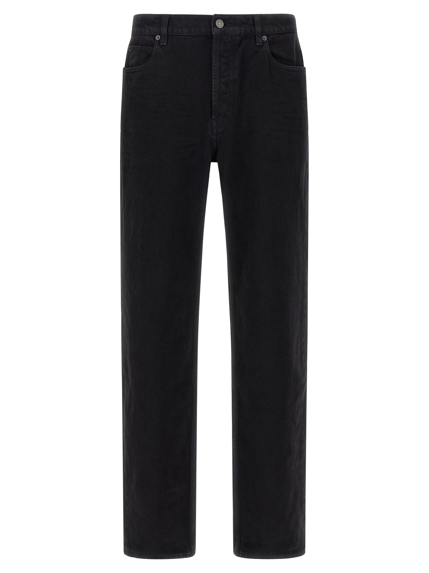 Jean Saint Laurent noir en coton à coupe droite
