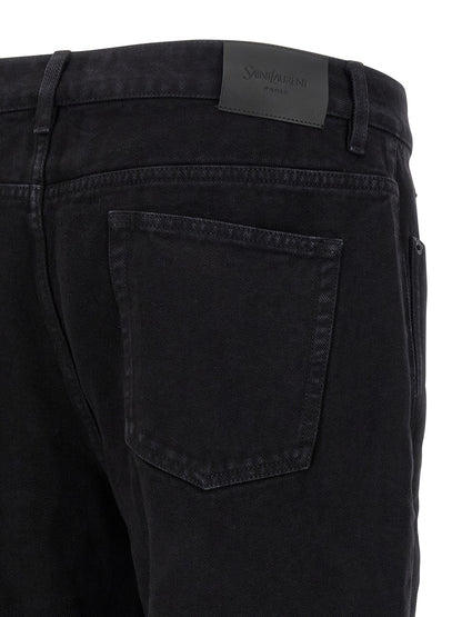 Jean Saint Laurent noir en coton à coupe droite