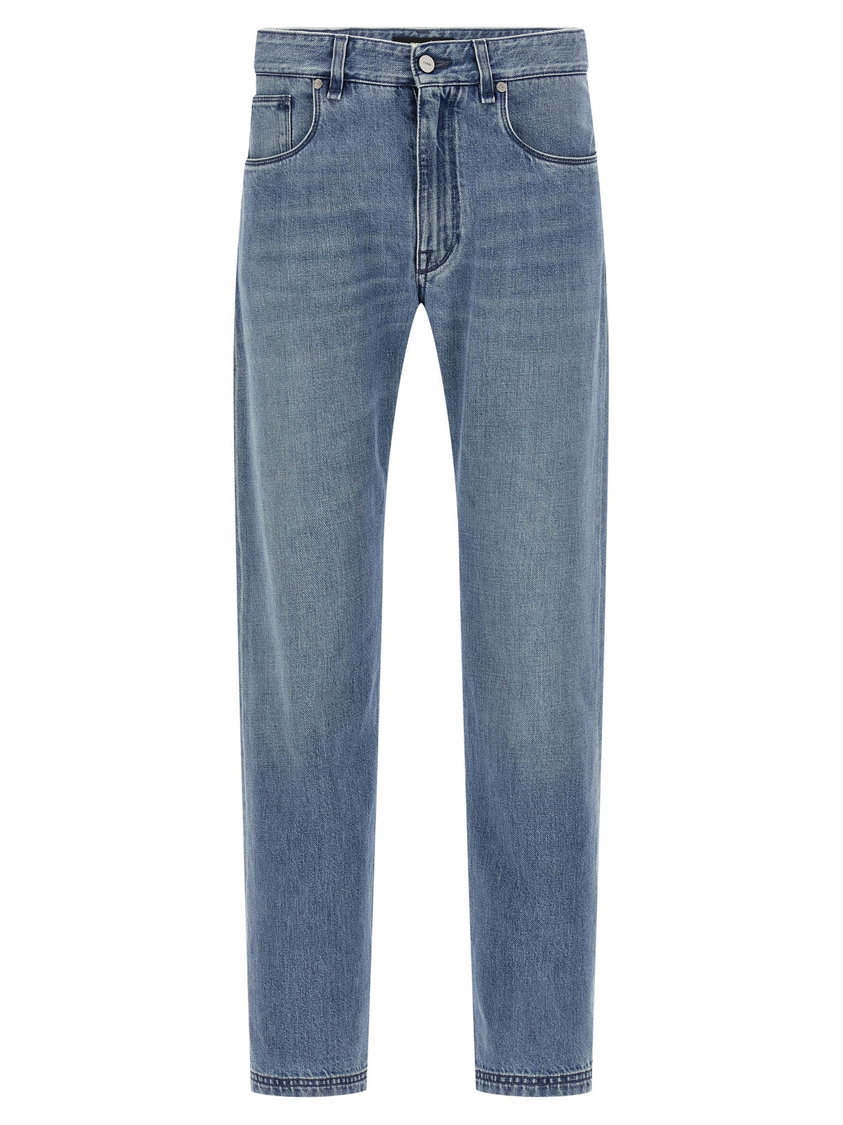 Jean Fendi en coton bleu à jambe droite
