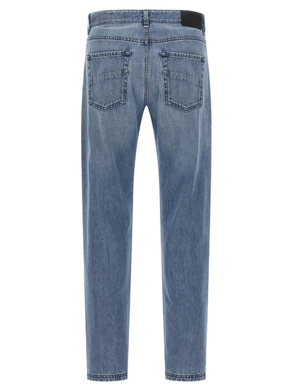 Jean Fendi en coton bleu à jambe droite