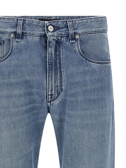 Jean Fendi en coton bleu à jambe droite