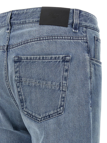 Jean Fendi en coton bleu à jambe droite