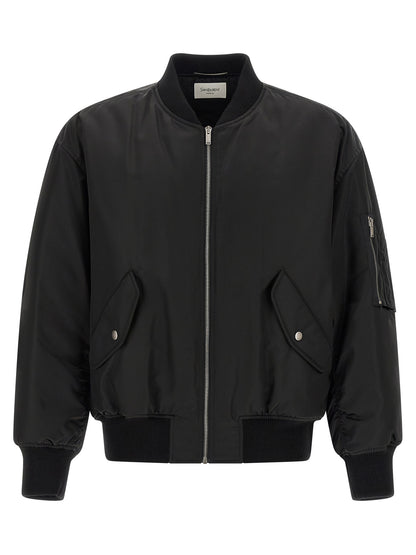 Chaqueta De Estilo Bomber Saint Laurent En Poliamida Negra