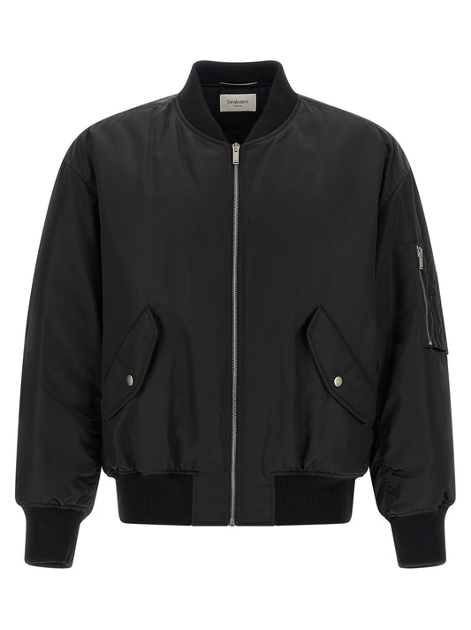 Chaqueta De Estilo Bomber Saint Laurent En Poliamida Negra