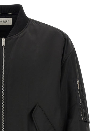 Chaqueta De Estilo Bomber Saint Laurent En Poliamida Negra
