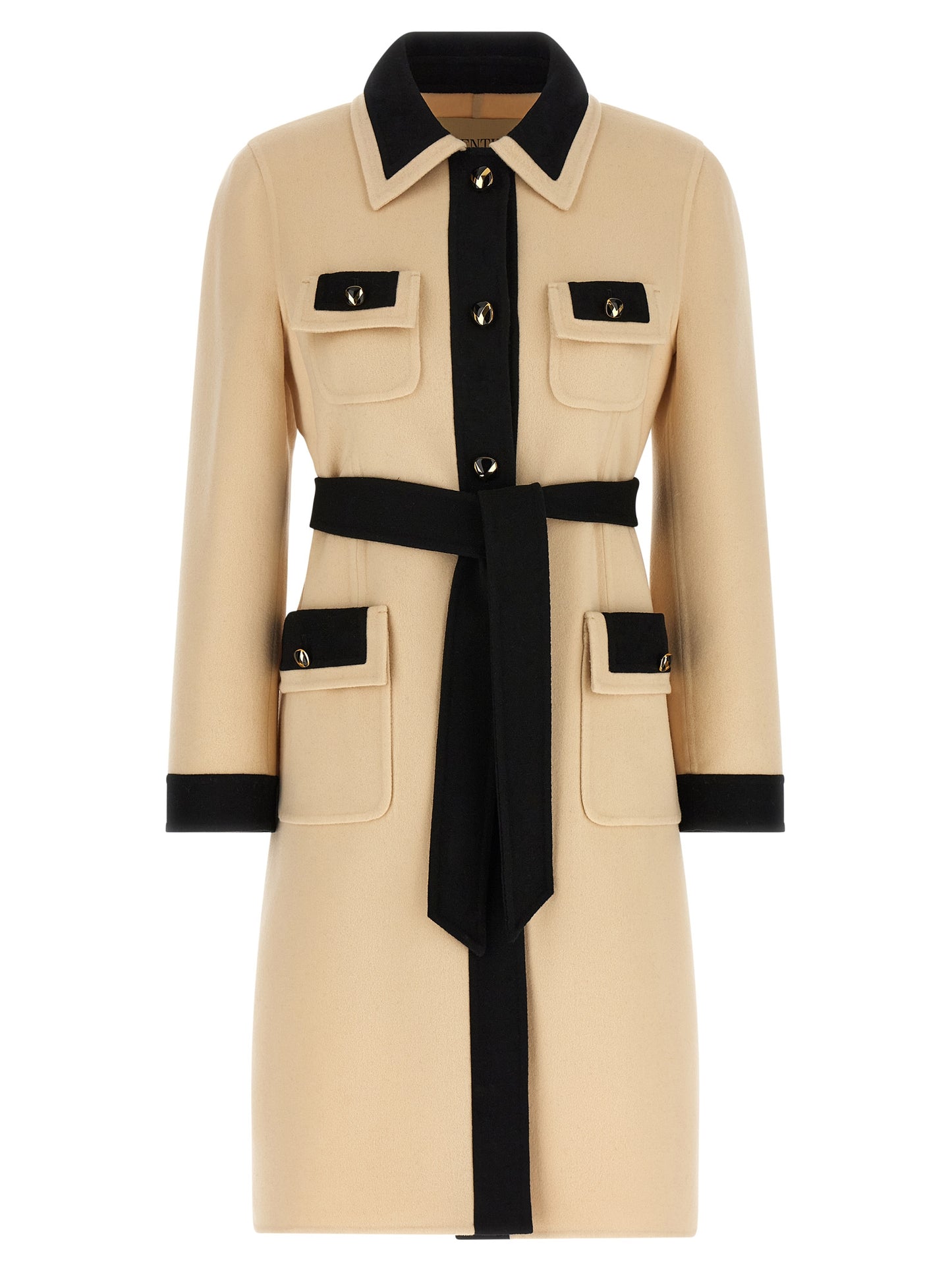 Abrigo de lana virgen beige Valentino Garavani