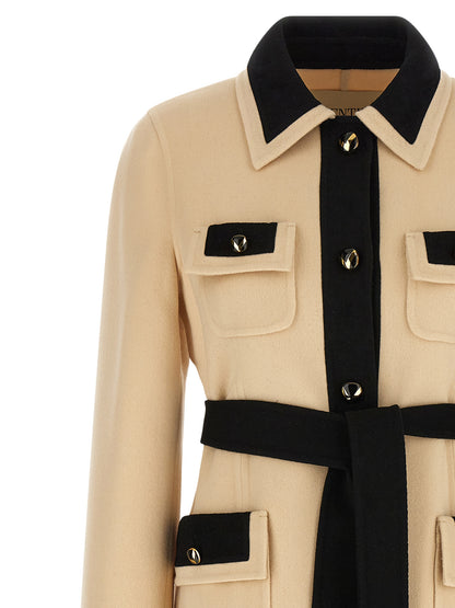 Abrigo de lana virgen beige Valentino Garavani