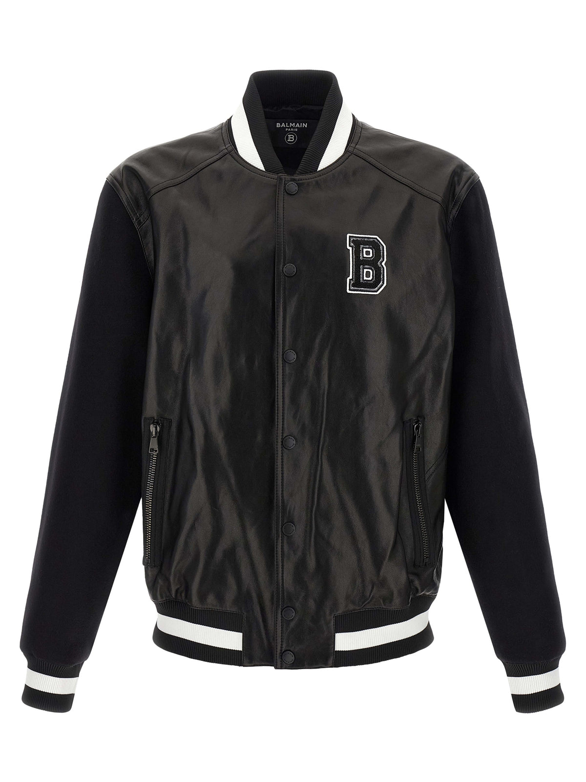 Balmain Bicolor Lambskin Leather Jacket