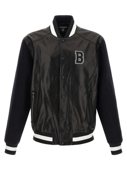 Balmain Bicolor Lambskin Leather Jacket