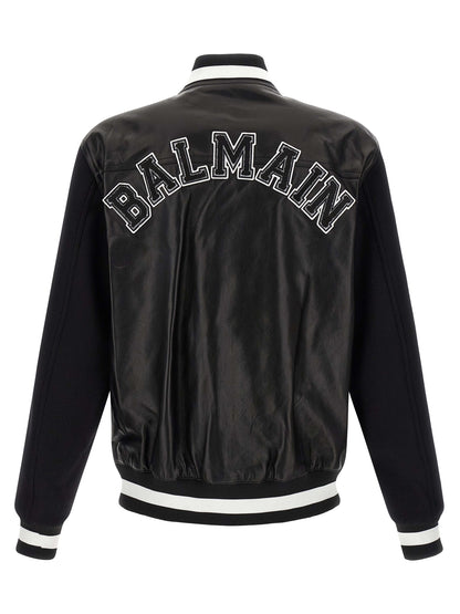 Balmain Bicolor Lambskin Leather Jacket