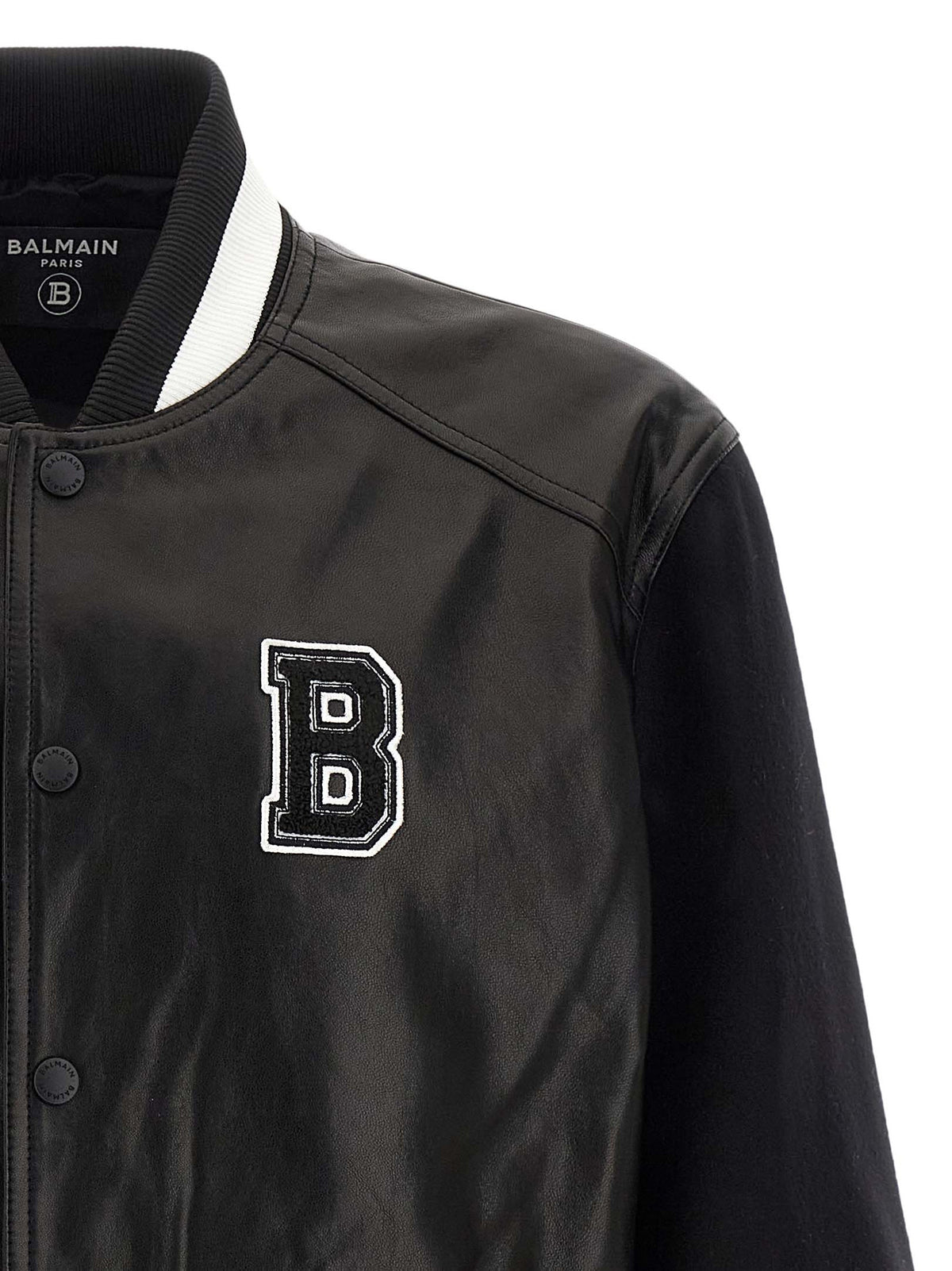 Balmain Bicolor Lambskin Leather Jacket