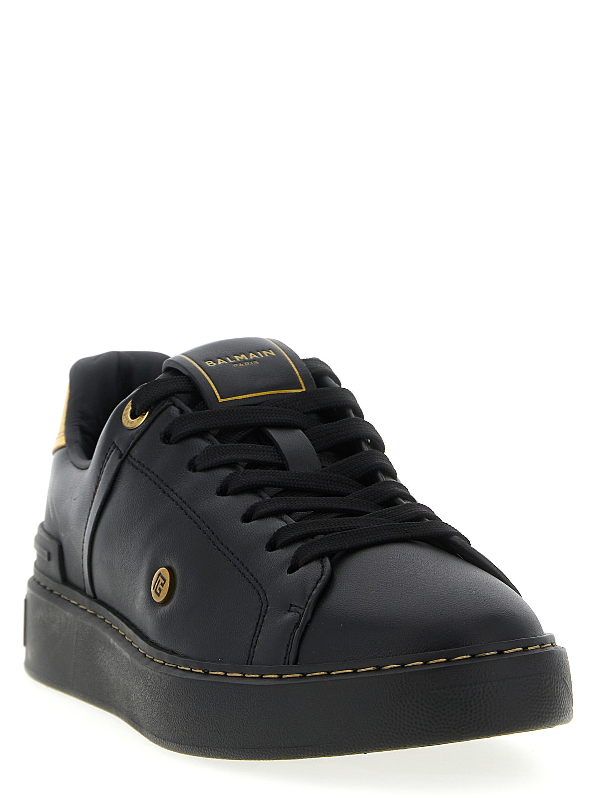 Baskets Balmain en cuir d'agneau noir modèle Bcourt basses